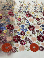 Multicolor Thread Bead & Sequin Embroidered Fabric — fabric photo 6