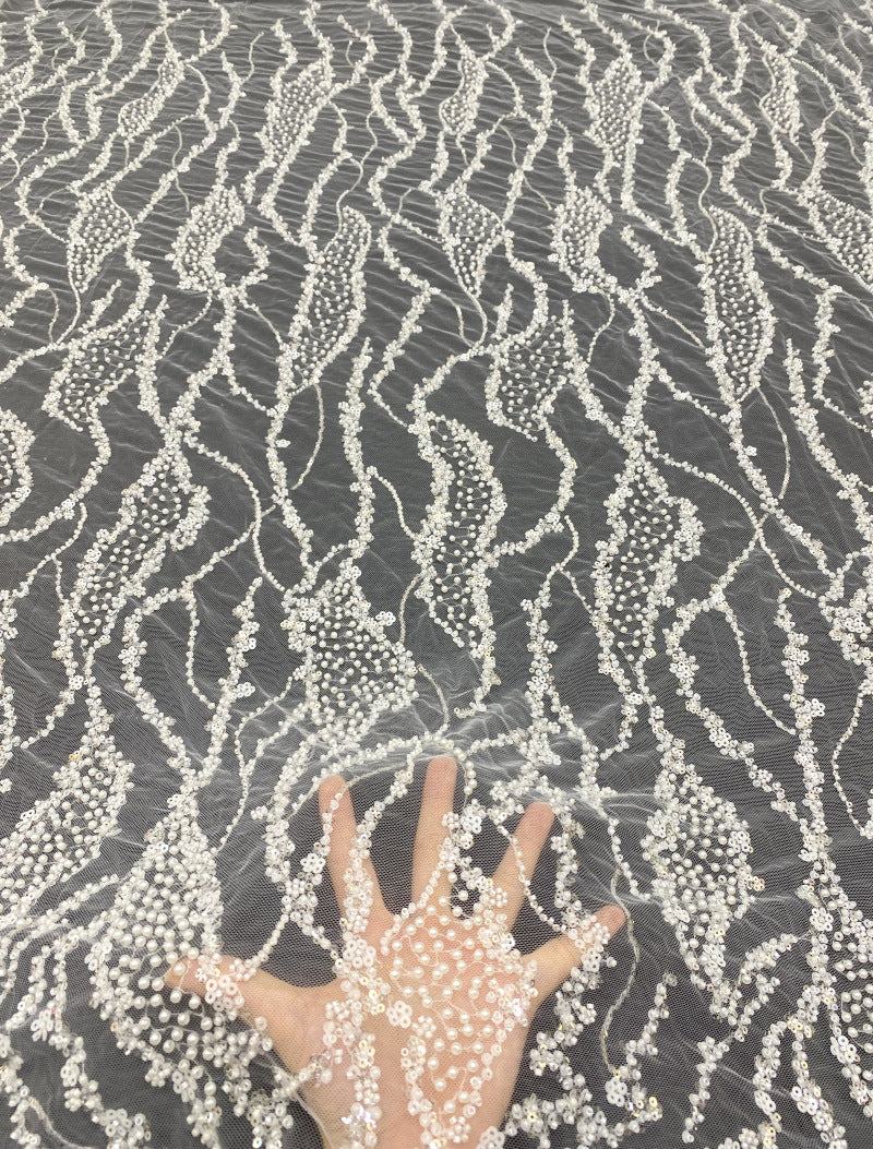 Beaded Sequin Embroidered Lace for Bridal Dresses — fabric photo 2