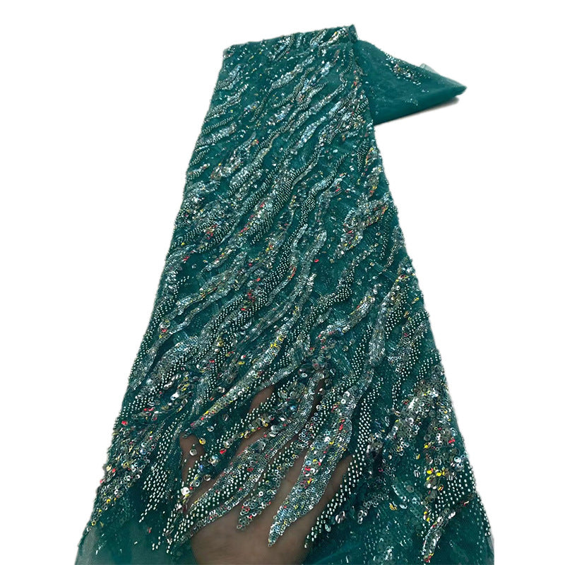 Bugle Bead Sequin Tulle Lace for Wedding Gowns