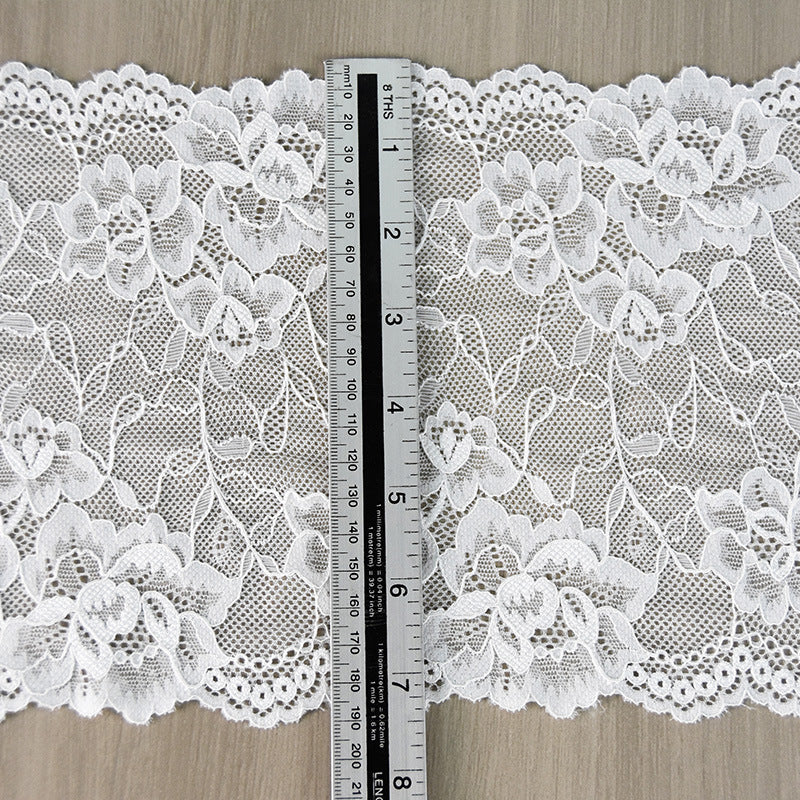 Large Floral Wide Stretch Nylon Lace Trim 18 cm — fabric photo 3
