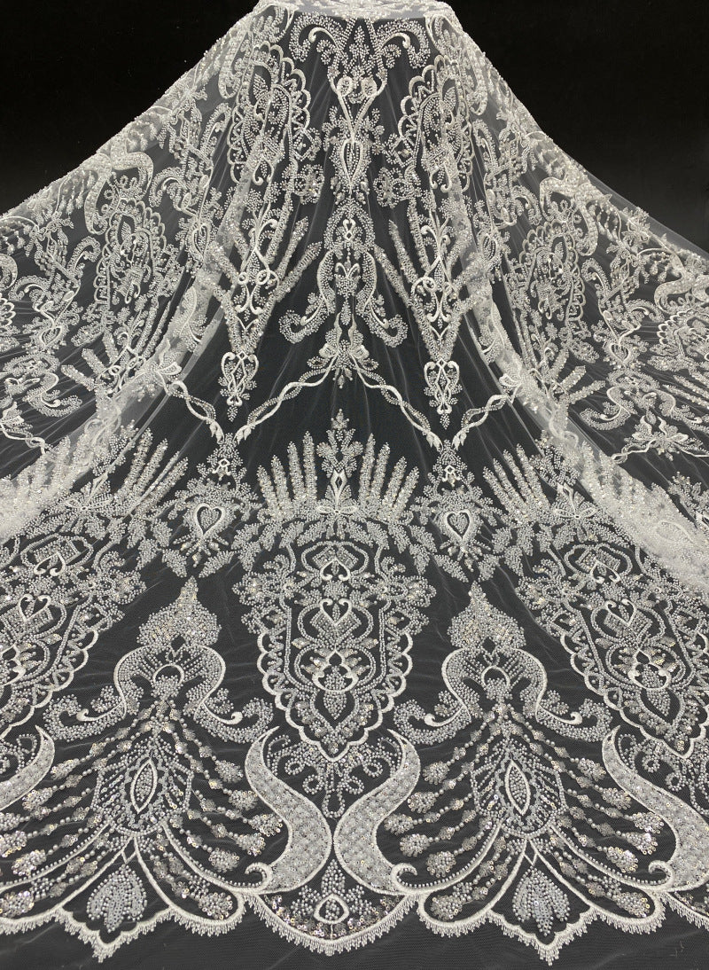 Sequin & Bubble-Bead Embroidered Bridal Fabric – Design 26367