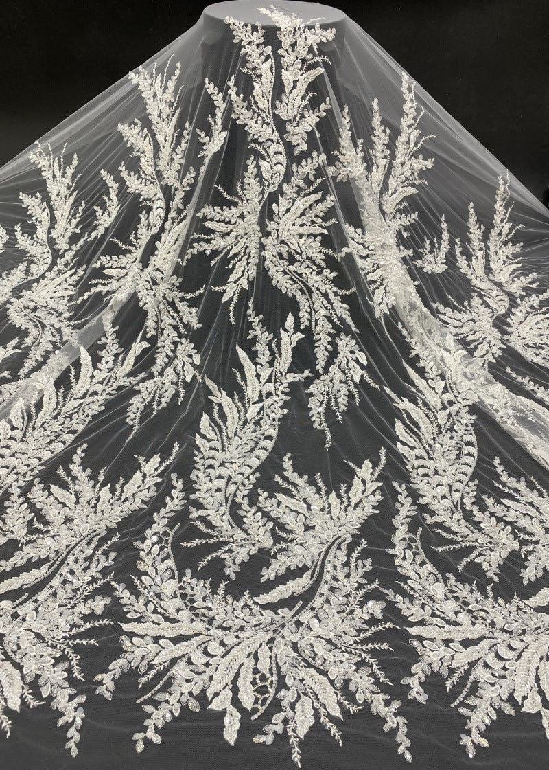 Sequin & Bugle-Bead Embroidered Bridal Fabric – Design 81183