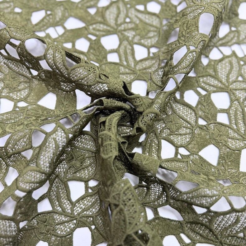 Solid-Color Milk-Silk Guipure Cutwork Lace Fabric – Per Yard