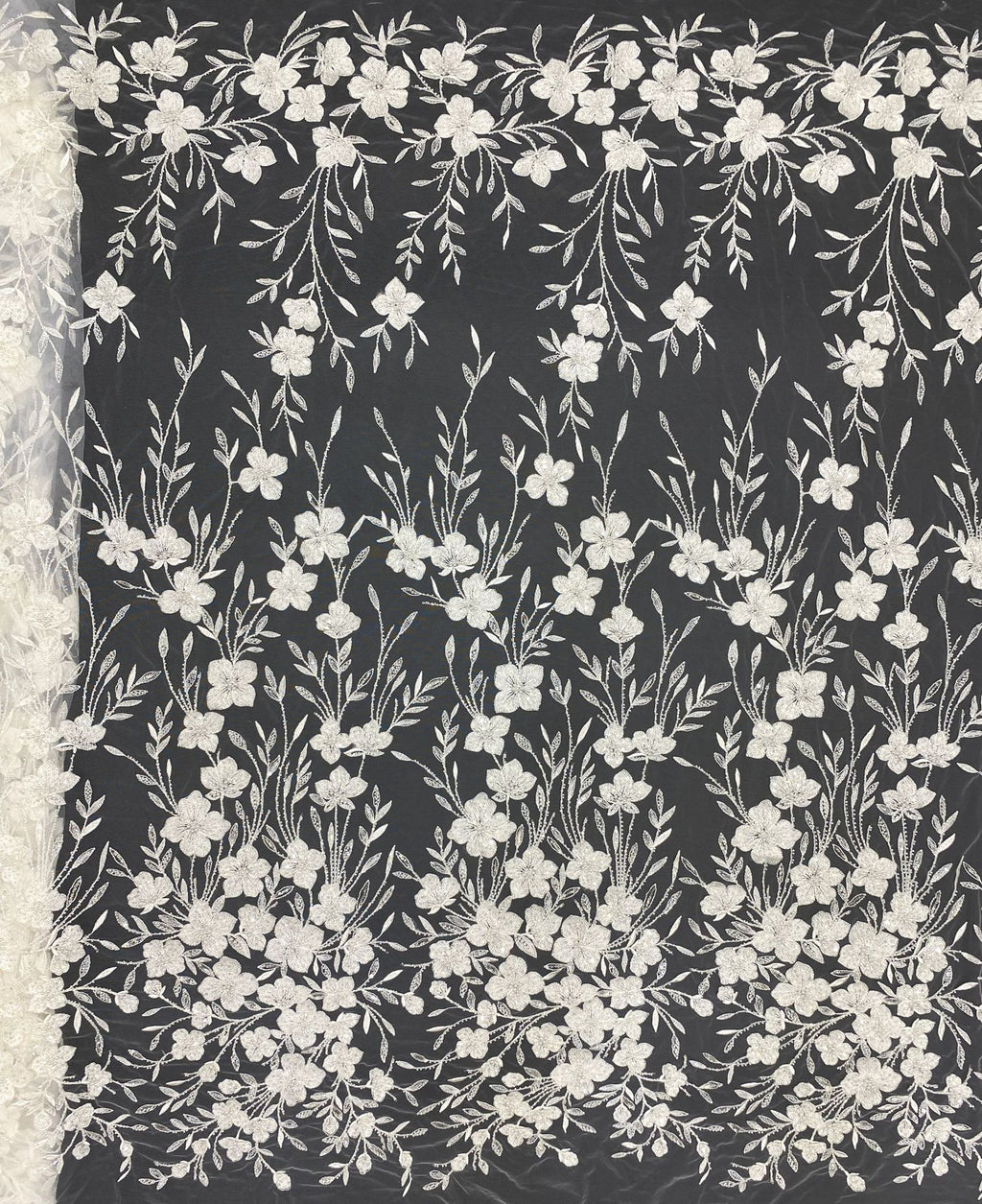Fine Bead Embroidery & 3/4mm Sequin Dress Fabric — fabric photo 6
