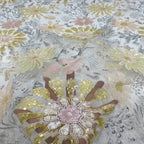 Botanical Multicolor Sequin Embroidered Fabric — fabric photo 3