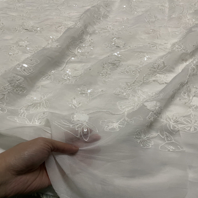 Textured Rope Sequin Embroidered Organza — fabric photo 5