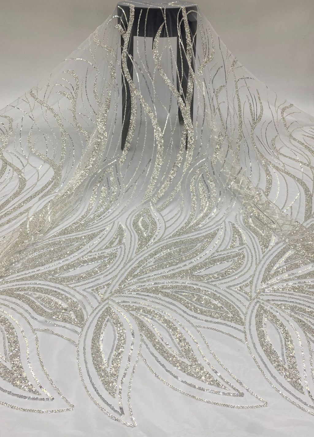 3D Floral Beaded Fabric with 3/4 mm Sequins