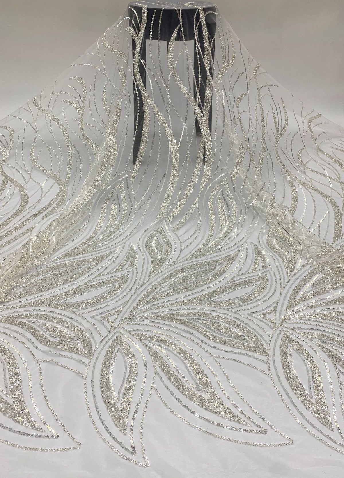 3D Floral Beaded Fabric with 3/4 mm Sequins