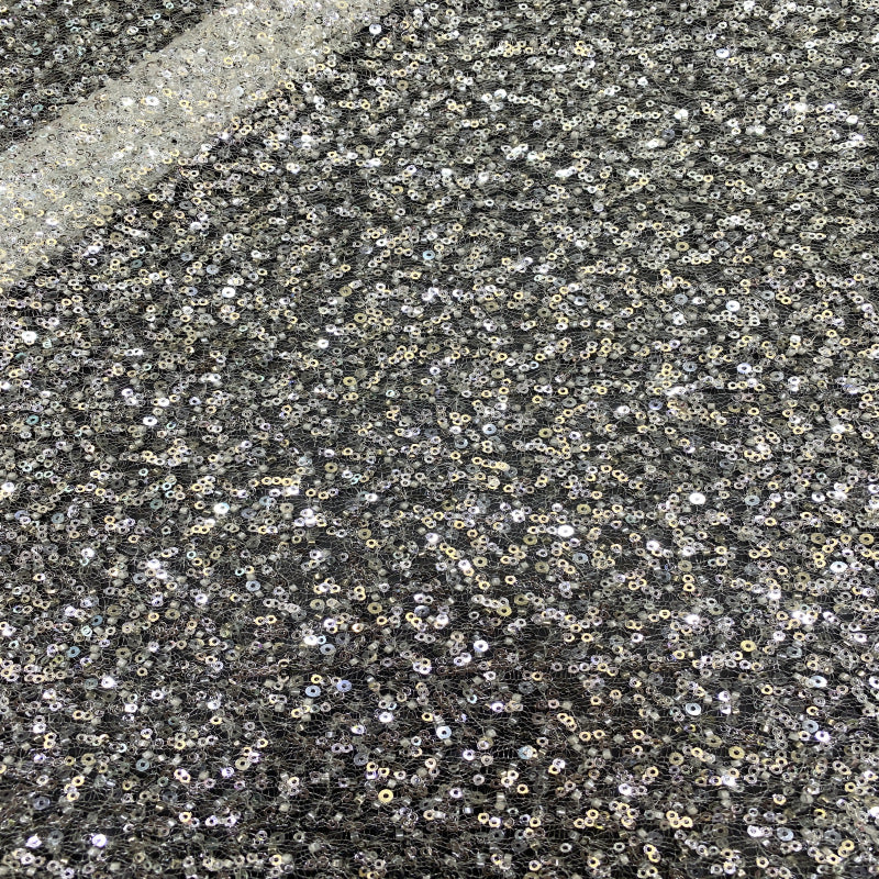 Irregular Mesh Bead and 3/4 mm Crystal Sequin Fabric — fabric photo 5