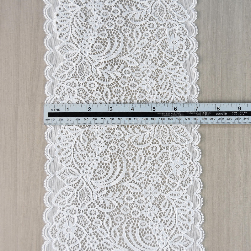 Corded Double-Scallop Stretch Nylon Lace Trim 18 cm — fabric photo 2