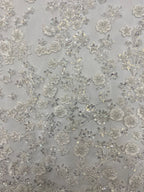 3D Symmetrical Floral Foam Bead & 3mm Sequin Fabric — fabric photo 4