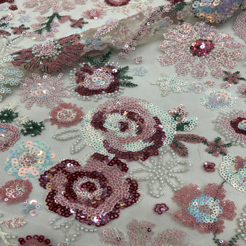 Heavy Sequin Embroidered Bridal Fabric – Design 82271 — fabric photo 5