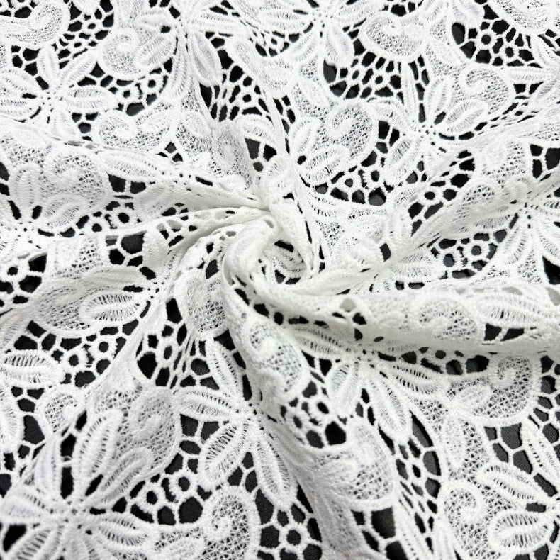 Floral Embroidered Guipure Lace Fabric – Design 79551