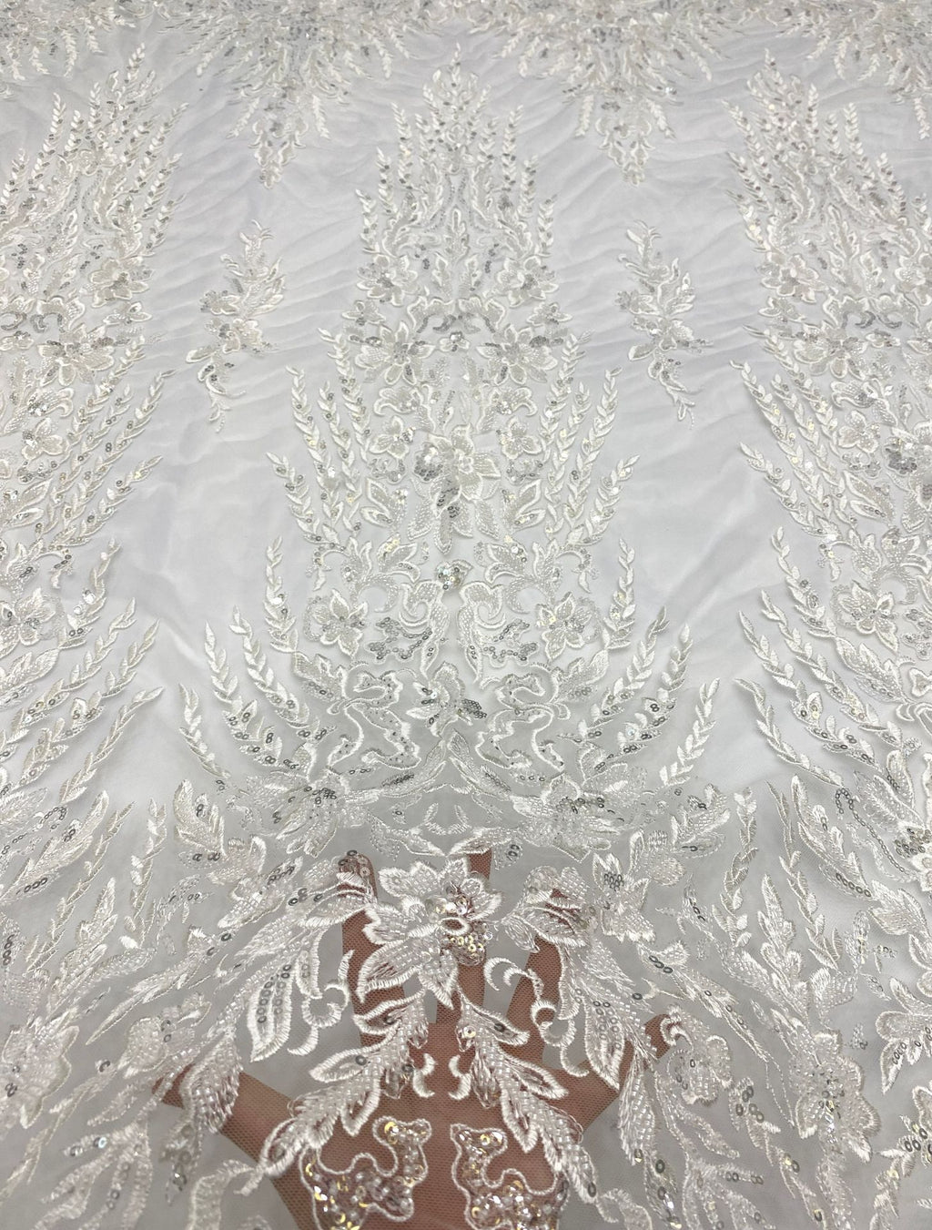 Botanical Bead & Sequin Embroidered Bridal Fabric — fabric photo 4