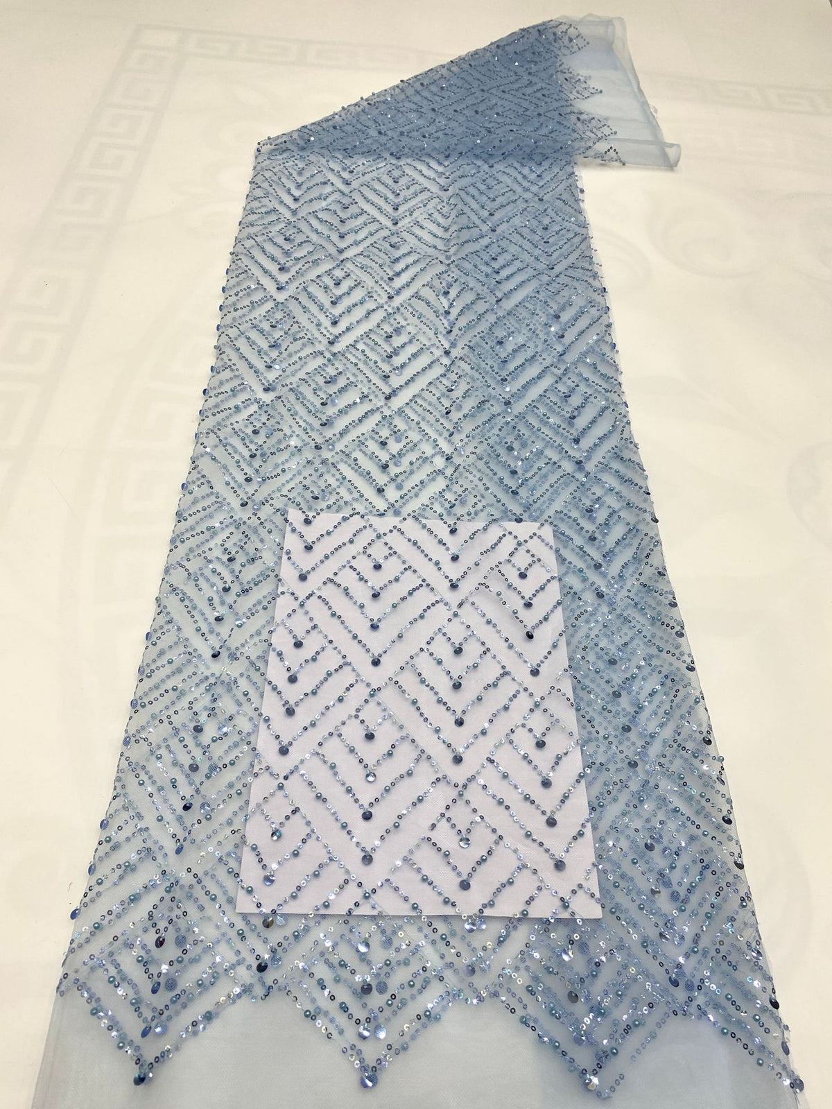 Square Bead & Sequin Embroidered Fabric