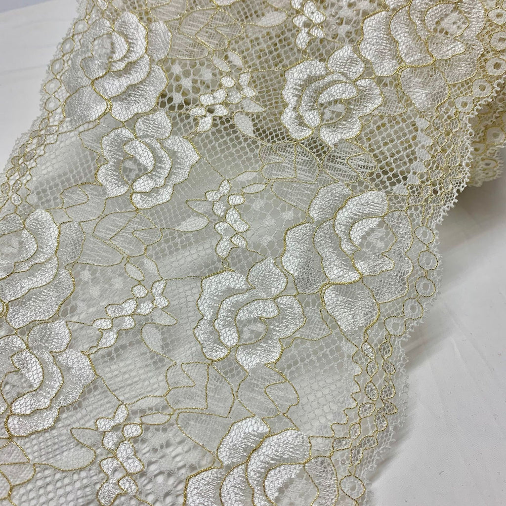 Floral Textured Stretch Lace Trim 18 cm — fabric photo 5