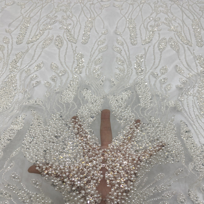 3D Sequin & Bubble-Bead Embroidered Bridal Fabric – Design 05951 — fabric photo 4
