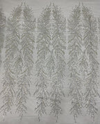 Silver Raised-Bead and 3/5 mm Crystal Sequin Bridal Fabric — fabric photo 3