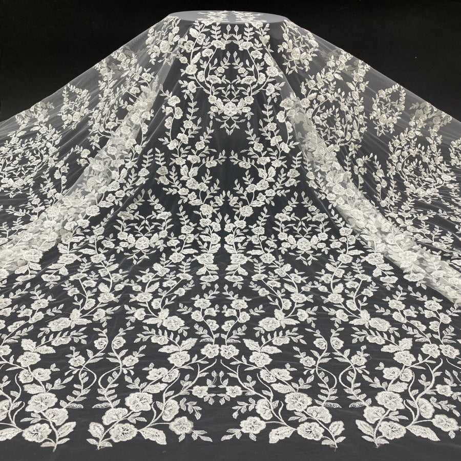 Sequin Embroidered Bridal Fabric – Design 85119