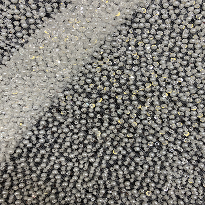 Crystal-Look Sequin Embroidered Bridal Fabric — fabric photo 2
