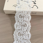 Five-Petal Floral Double-Scallop Picot-Edge Stretch Nylon-Spandex Lace Trim 9 cm — fabric photo 2