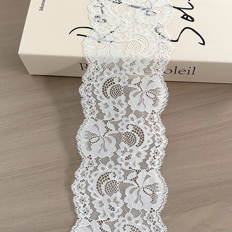 Five-Petal Floral Double-Scallop Picot-Edge Stretch Nylon-Spandex Lace Trim 9 cm — fabric photo 2