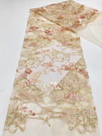 Warm-Tone Mixed-Size Sequin Mesh Fabric — fabric photo 6