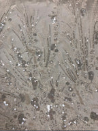 Heavy 3D 3/7 mm Sequin & Triple-Bead Embroidered Bridal Fabric — fabric photo 4