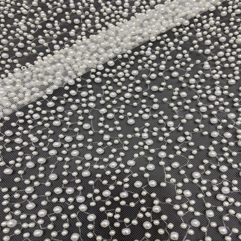 Dense Foam Bead Embroidered Bridal Fabric