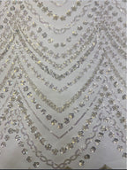 Wave 3/5 mm Crystal-Look Sequin & Silver-Bead Embroidered Bridal Fabric – Design 38527 — fabric photo 3