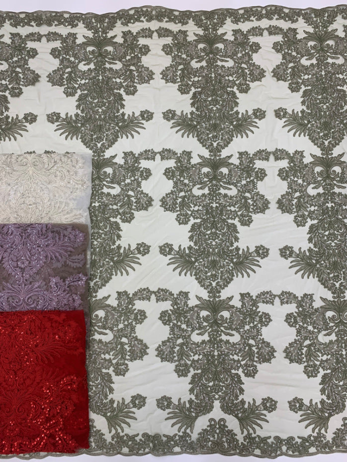 3D Sequin Embroidered Bridal Fabric – Design 21151