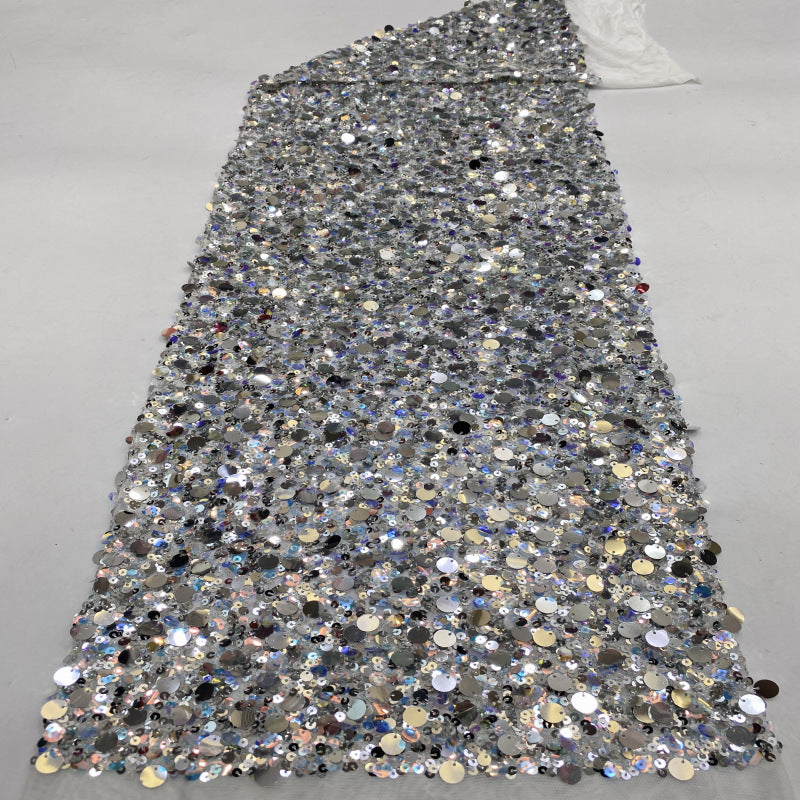 Stretch 3/5/7/9/12 mm Sequin Embroidered Stretch Mesh Fabric