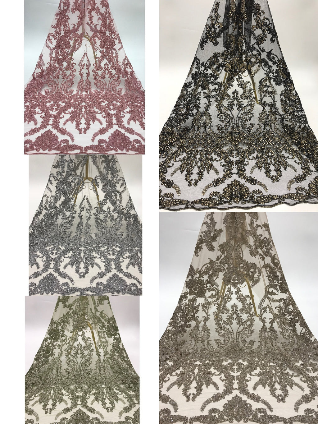 3D Sequin & Cordwork Embroidered Bridal Fabric — fabric photo 2