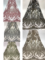 3D Sequin & Cordwork Embroidered Bridal Fabric — fabric photo 2