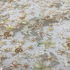 Floral Printed Bead Sequin Embroidery Fabric — fabric photo 4