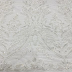 3D 3/4 mm Sequin & Bubble-Bead Embroidered Bridal Fabric — fabric photo 5