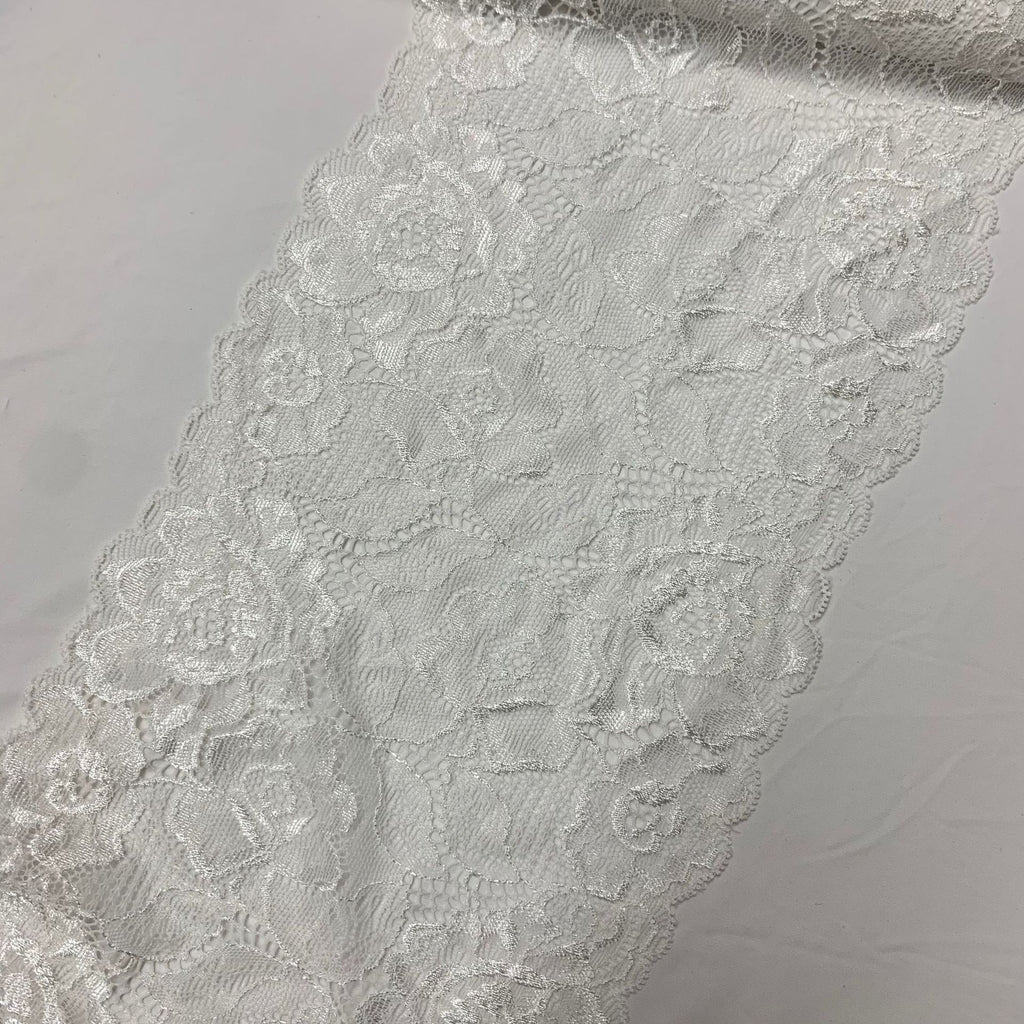Large Floral Corded Raised-Texture Stretch Lace Trim 18 cm — fabric photo 5