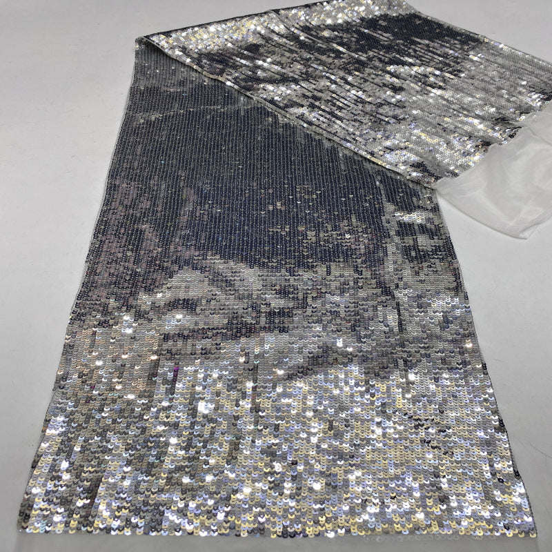 Vertical Stripe 5mm Sequin Embroidery Fabric