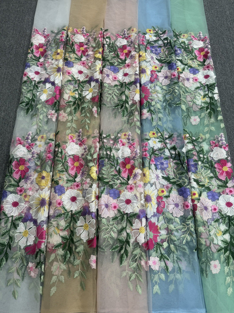 Multicolor Embroidered Bridal Fabric – Design 14495 — fabric photo 4