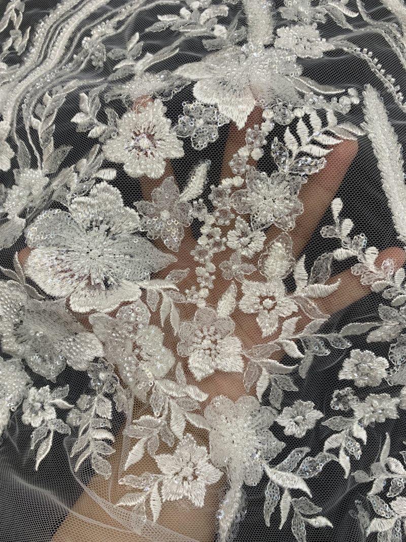 Botanical Bead Embroidery with 2/4 mm Sequins — fabric photo 2