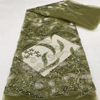 Heavy Paisley Sequin & Bugle-Bead Embroidered Bridal Fabric — fabric photo 3