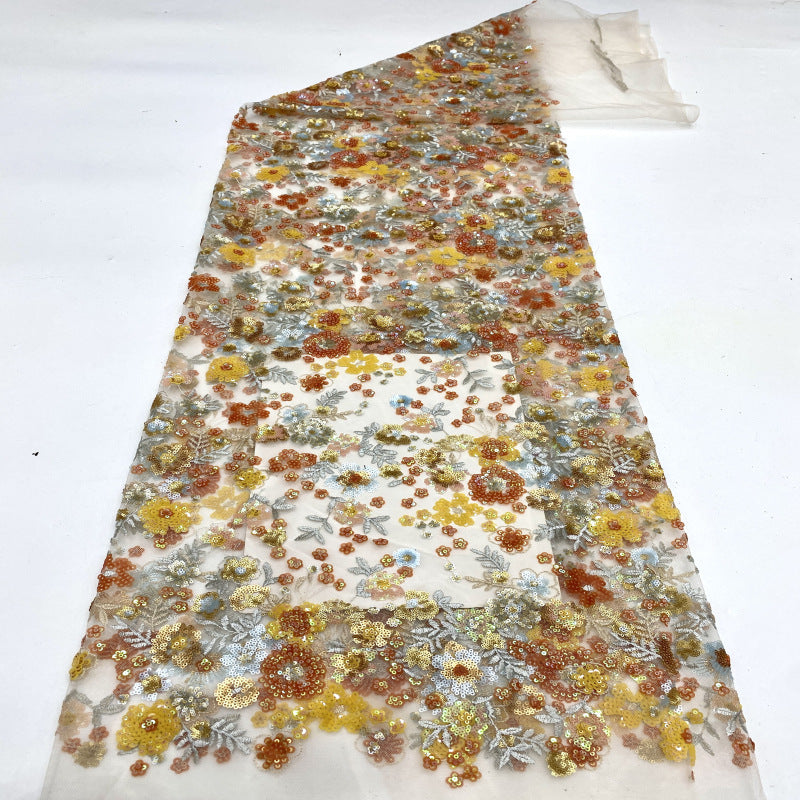 Colorful Laminated Sequin Embroidered Mesh Lace — fabric photo 3