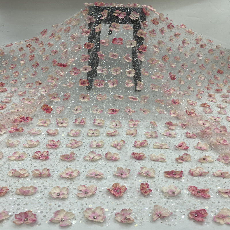 Sequin Embroidered Bridal Fabric – Design 01407 — fabric photo 2