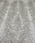 Silver Raised-Bead and 3/5 mm Crystal Sequin Bridal Fabric — fabric photo 6