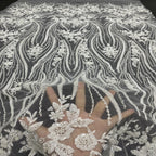 Sequin & Bugle-Bead Embroidered Bridal Fabric – Design 86687 — fabric photo 2