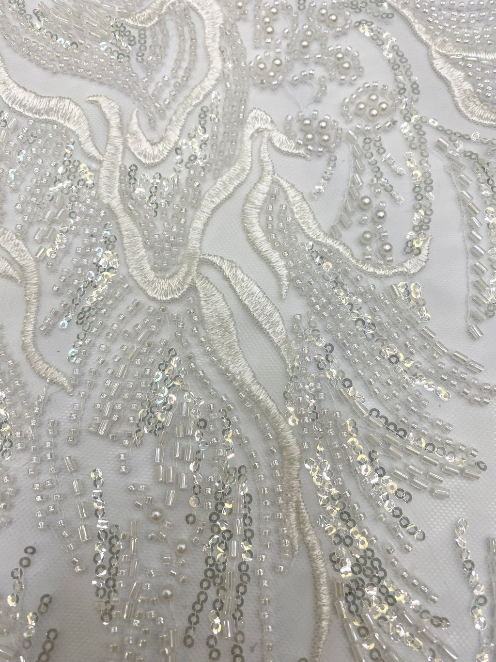 Bugle Bead & Sequin Embroidery Lace for Evening Dresses — fabric photo 5