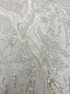 Bugle Bead & Sequin Embroidery Lace for Evening Dresses — fabric photo 5