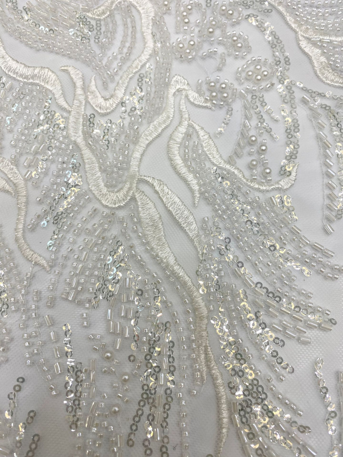 Bugle Bead & Sequin Embroidery Lace for Evening Dresses — fabric photo 5