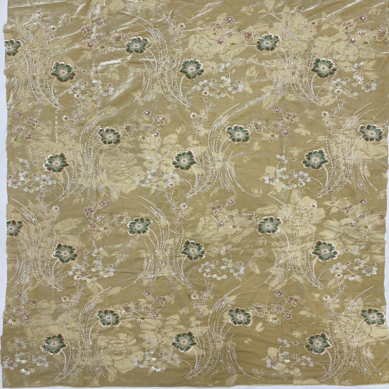 Fleece Base Bugle Bead Sequin Embroidery Fabric — fabric photo 4