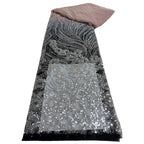 Heavy Gradient Sequin & Bugle-Bead Embroidered Lace Fabric — fabric photo 4